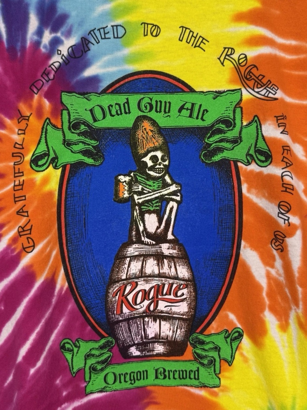 Rare VTG Rogue Dead Guy Ale Tie Dye Shirt XL Oregon Beer Grateful Dead Aesthetic - Picture 5 of 7